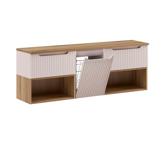 Mueble bajo lavabo 160cm cesto lavandería riva cachemira y madera