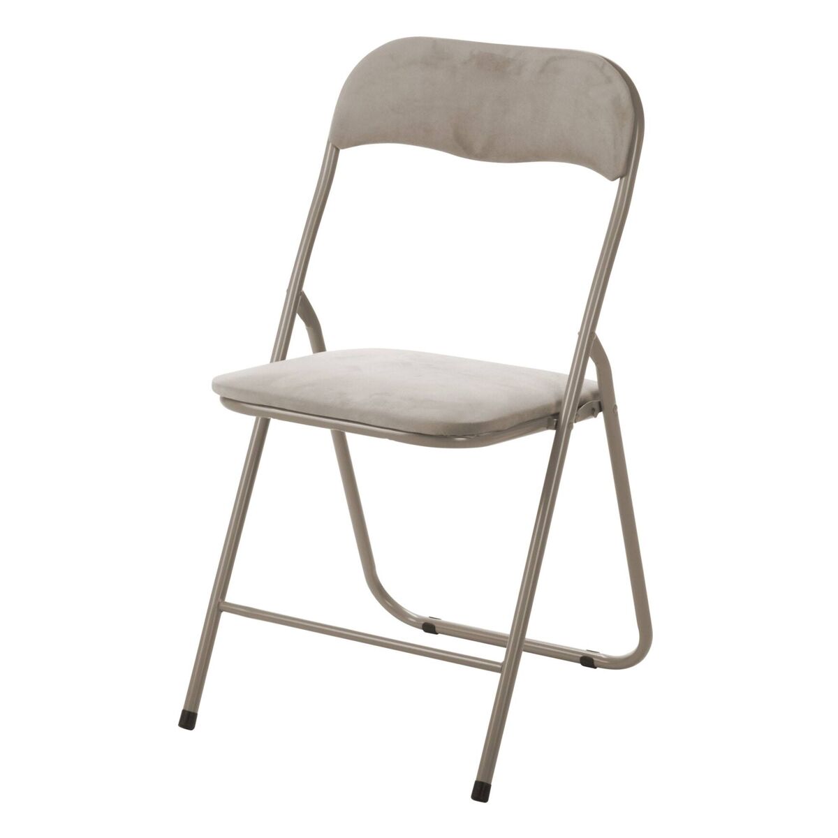 Well home silla plegable terciopelo beige asiento 40x38cm, acolchada, estructura metálica