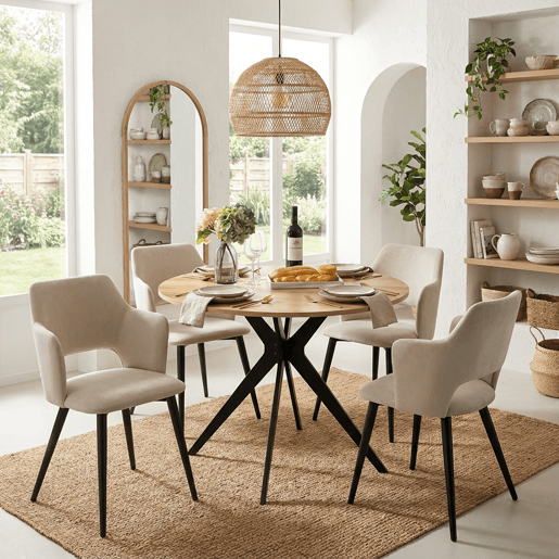 Conjunto de 6 cadeiras de jantar poltrona com braços tecido assento estofado pernas de metal para cozinha sala de estar quarto escritório, biege