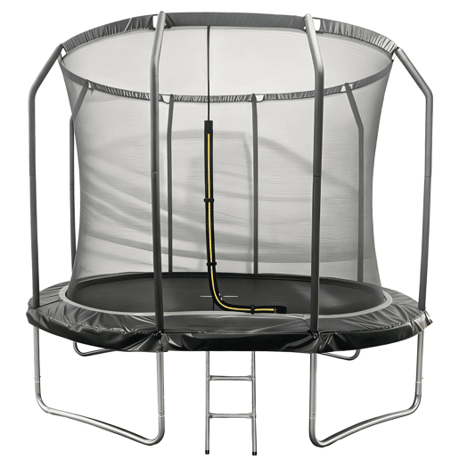 Trampolim oval 305x214cm preto SYDNEY + rede e escada