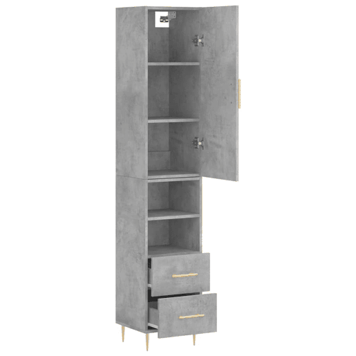 Armário alto - Bufete - Móvei de apoio 34,5x34x180 cm madeira processada cinza cimento pt2668