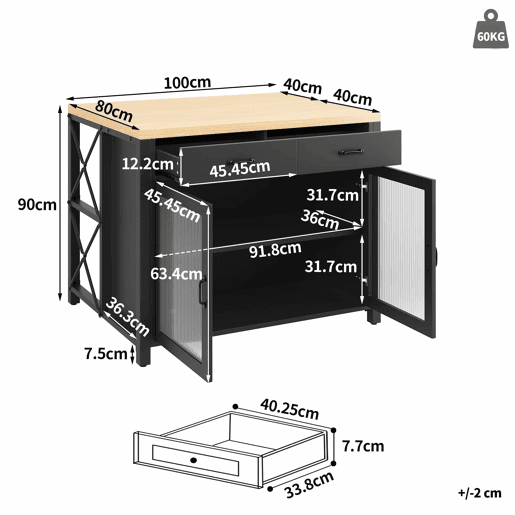 Conjunto de mesa alta de bar com bancos para 4 pessoas - ilha de cozinha com faixa de LED, bancada para cozinha, sala de estar e sala de jantar - preto