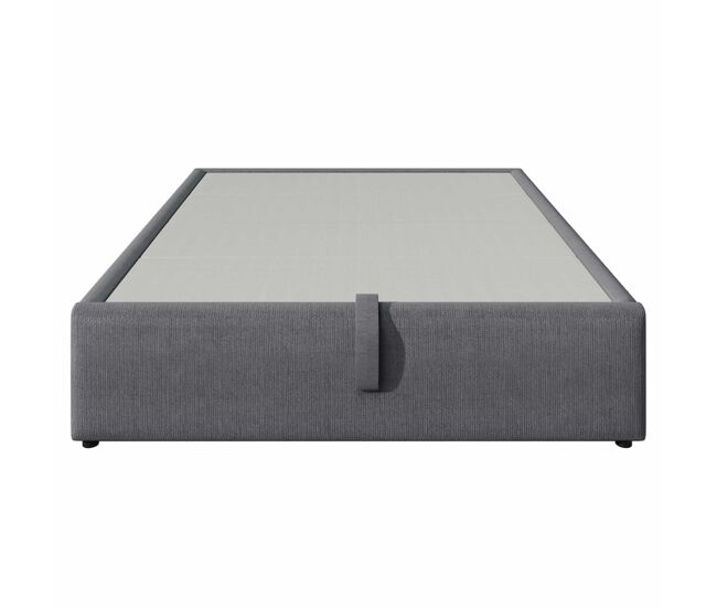 Cama tapizada de matrimonio 160x200 cm - cama con almacenaje, puerto usb-c, somier de láminas completo, sin cabecero, algodón - gris