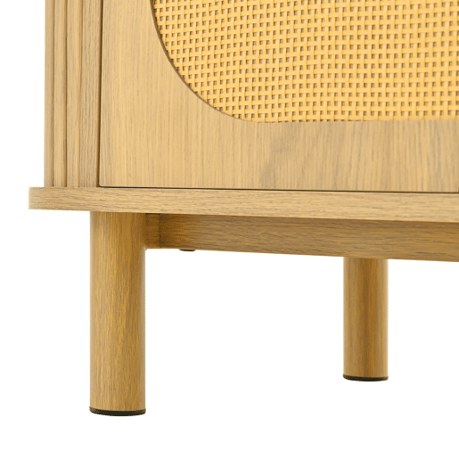 Aparador moderno - gavetas, prateleiras e pés em metal, design versátil para sala de estar com acabamento efeito madeira Aparador moderno - gavetas, prateleiras e pés em metal, design versátil para sala de estar com acabamento efeito madeira