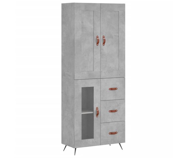 Aparador alto - mueble de almacenamiento madera contrachapada gris hormigón 69,5x34x180 cm es975