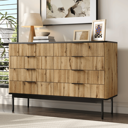 Aparador 120x40 cm - moderno, amplo espaço de armazenamento - PretoNatural