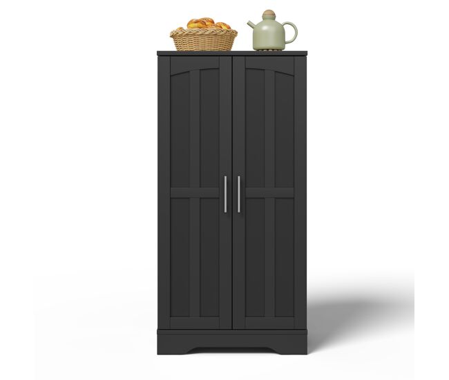 Aparador 120x60x40 cm - con luz led, 2 puertas, estantes ajustables - negro