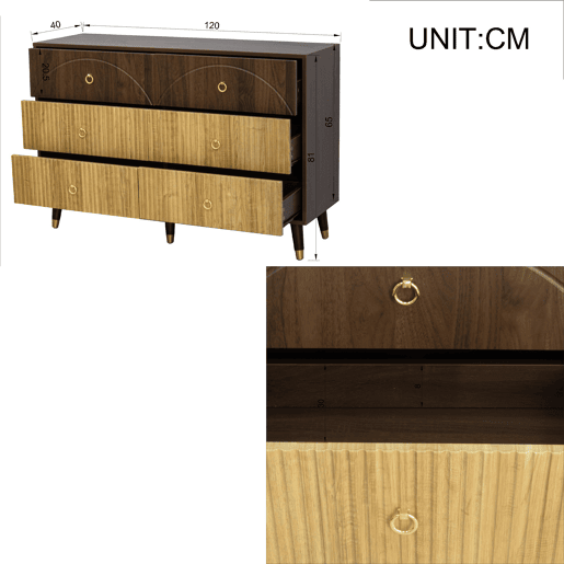 Aparador 120x40x81 cm - Móvel de arrumação moderno para sala de estarsala de jantarentrada - Natural