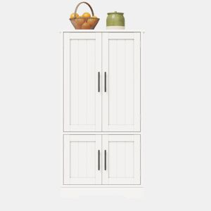 Aparador 120x60x40 cm - 4 portas, prateleiras ajustáveis, com luz LED - branco