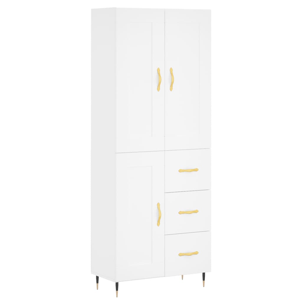 Aparador alto - mueble de almacenamiento madera contrachapada blanco 69,5x34x180 cm es737