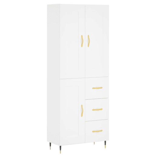 Armário alto - Bufete - Móvel de apoio 69,5x34x180 cm derivados de madeira branco pt737