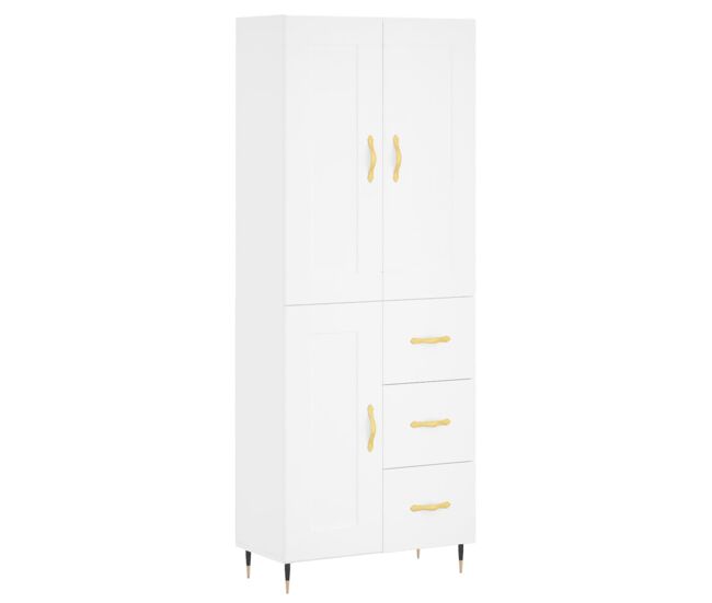 Aparador alto - mueble de almacenamiento madera contrachapada blanco 69,5x34x180 cm es737