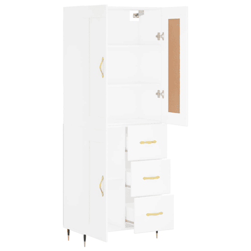 Armário alto - Bufete - Móvel de apoio 69,5x34x180 cm derivados de madeira branco pt737