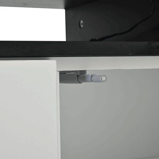 Aparador 140x40x68 cm - Com 2 portas L, 3 gavetas, divisórias ajustáveis e luzes LED - Branco