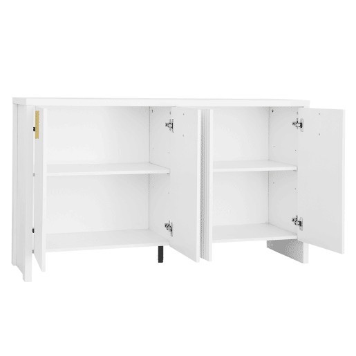 Aparador moderno - com prateleiras reguláveis - puxadores dourados - Branco