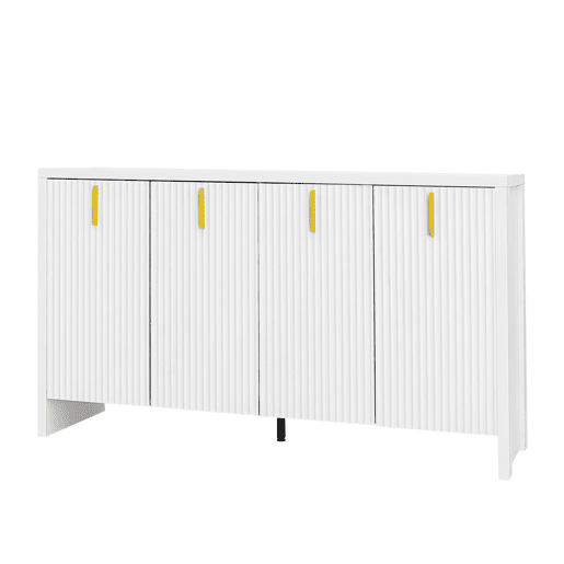 Aparador moderno - com prateleiras reguláveis - puxadores dourados - Branco