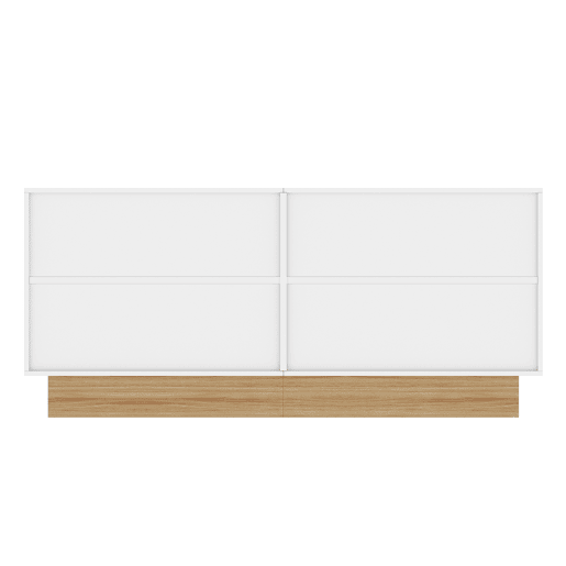 Aparador 160x75x38 - 4 portas, grande capacidade de armazenamento, estrutura em U - Branco e madeira