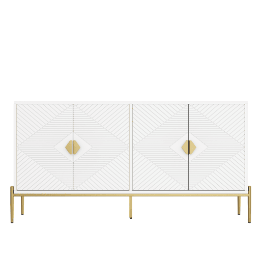 Aparador moderno 162x40x80 cm - Com arrumação, para sala de estarsala de jantarentrada - Branco