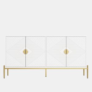 Aparador moderno 162x40x80 cm - Com arrumação, para sala de estarsala de jantarentrada - Branco