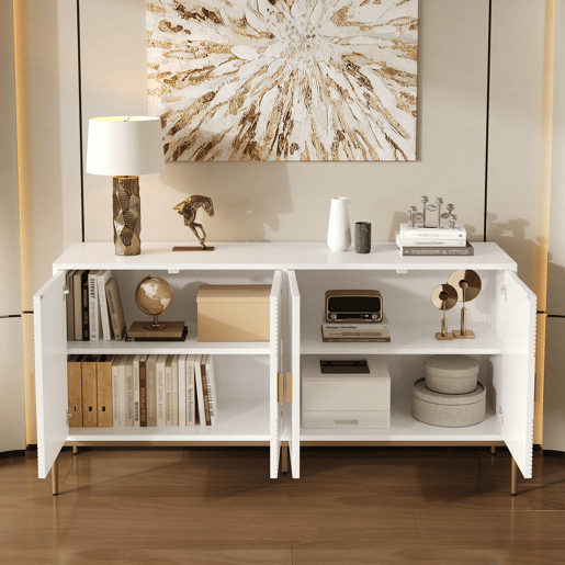 Aparador moderno 162x40x80 cm - Com arrumação, para sala de estarsala de jantarentrada - Branco