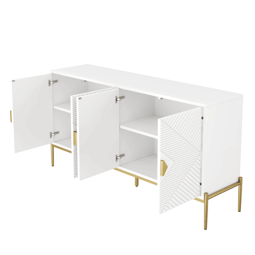 Aparador moderno 162x40x80 cm - Com arrumação, para sala de estarsala de jantarentrada - Branco