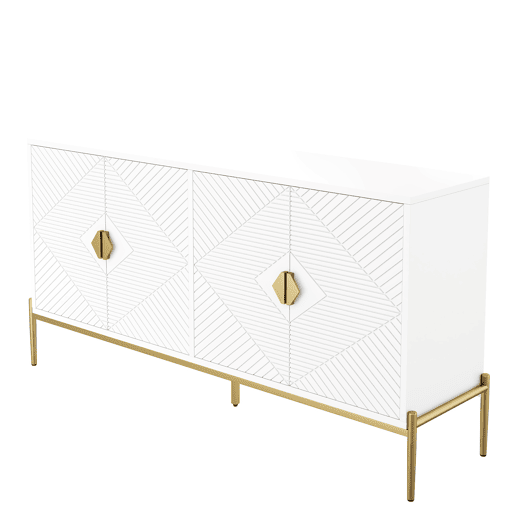 Aparador moderno 162x40x80 cm - Com arrumação, para sala de estarsala de jantarentrada - Branco