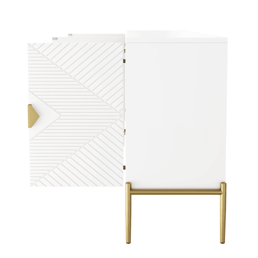 Aparador moderno 162x40x80 cm - Com arrumação, para sala de estarsala de jantarentrada - Branco