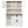 Aparador 115 × 40 × 174,7 cm - Com portas de correr e luz LED - Branco