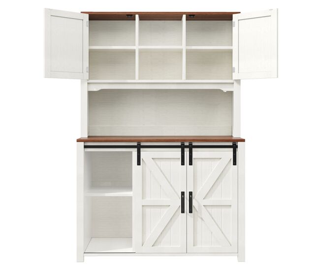 Aparador 115 × 40 × 174,7 cm - con puertas correderas y luz led - blanco