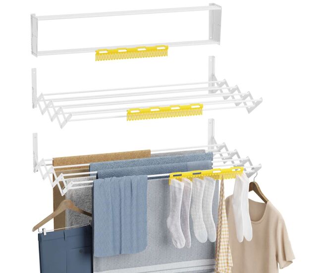 Tendedero plegable pared wall v80 newlux blanco (80 x 60 x 19 cm) con capacidad para 9 m / 12 kg
