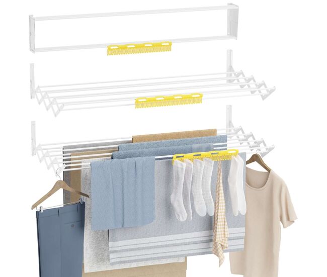 Tendedero plegable pared wall v100 newlux blanco (100 x 60 x 19 cm) con capacidad para 10,5 m / 12 kg