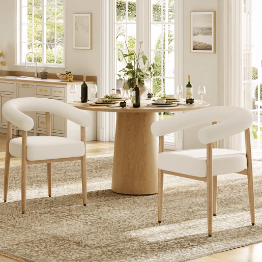 Cadeiras de jantar + 2 unidades - estofamento confortável, design moderno, estrutura metálica resistente, para cozinha e sala de estar - branco