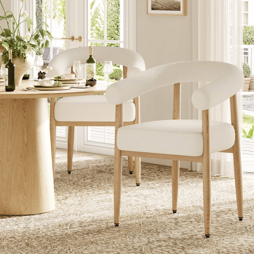 Cadeiras de jantar + 2 unidades - estofamento confortável, design moderno, estrutura metálica resistente, para cozinha e sala de estar - branco