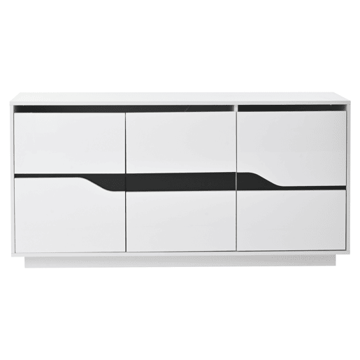 Móvel de sala 140x40x70 cm - Aparador com 3 portas, com LED, branco e preto