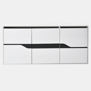 Móvel de sala 140x40x70 cm - Aparador com 3 portas, com LED, branco e preto