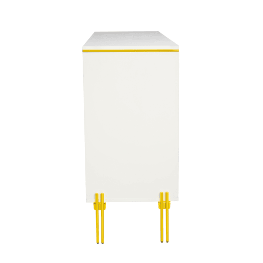 Aparador com 6 gavetas - frente brilhante, grande capacidade de armazenamento, estilo moderno - Branco