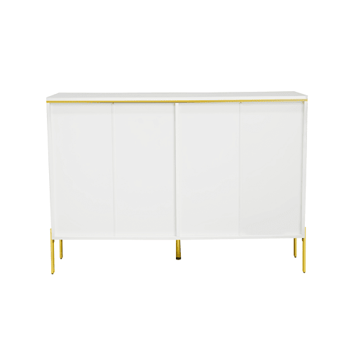Aparador com 6 gavetas - frente brilhante, grande capacidade de armazenamento, estilo moderno - Branco