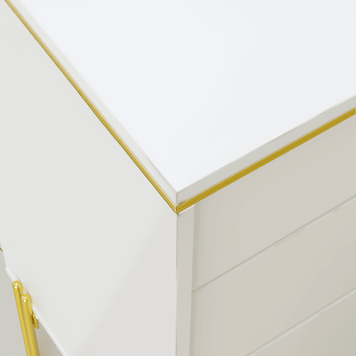 Aparador com 6 gavetas - frente brilhante, grande capacidade de armazenamento, estilo moderno - Branco
