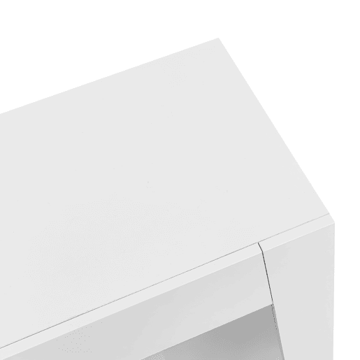 Aparador moderno branco 95x35x83 cm - Confrontamento brilhante, prateleiras de vidro e porta - Branco