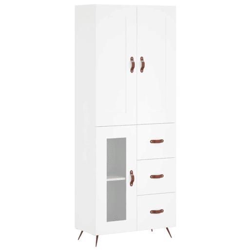 Armário alto - Bufete - Móvel de apoio 69,5x34x180 cm derivados de madeira branco pt733