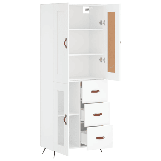 Armário alto - Bufete - Móvel de apoio 69,5x34x180 cm derivados de madeira branco pt733