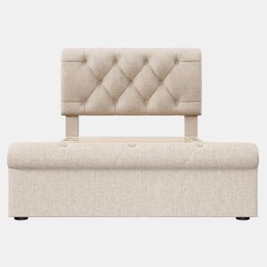 Cama individual 90x200 cm - Cama estofada com 2 gavetas e cabeceira ajustável - Natural