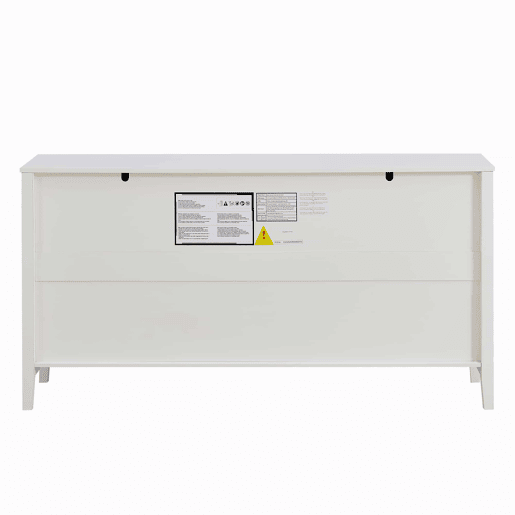 Aparador de sala de jantar - 2 gavetas e 4 portas, estilo elegante, puxadores dourados, grande capacidade de arrumação - branco