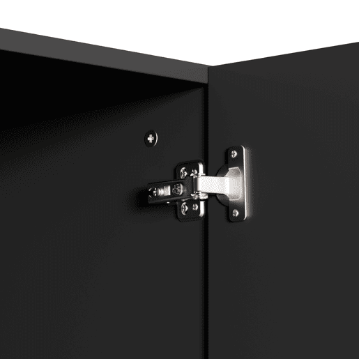 Aparador 160x75x38 - 4 portas, grande capacidade de armazenamento, estrutura em U - PretoMadeira