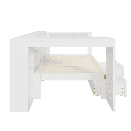 Cama plataforma 90x200 - com arrumação, gavetas, estação de carregamento e LED - Branco