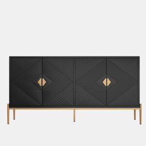 Aparador moderno 162x40x80 cm - Móvel com arrumação - Preto