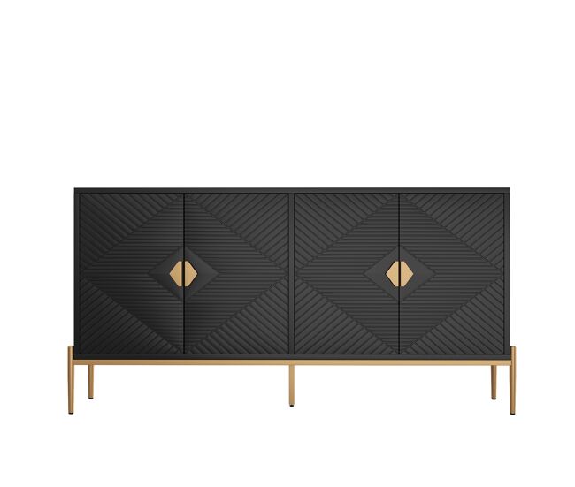 Aparador moderno 162x40x80 cm - mueble con almacenamiento - negro