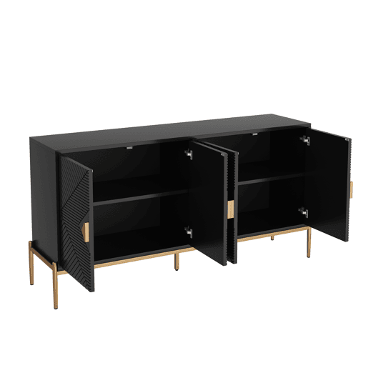 Aparador moderno 162x40x80 cm - Móvel com arrumação - Preto