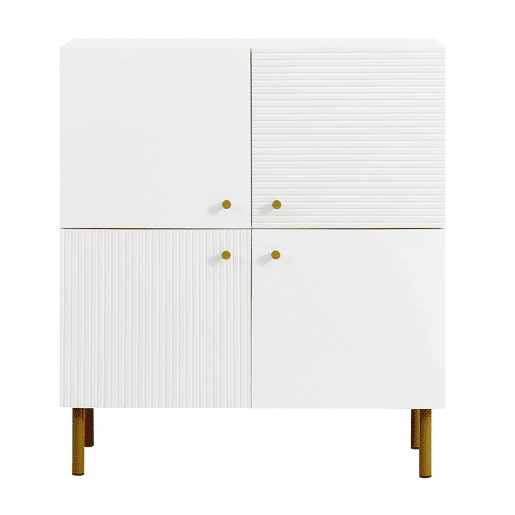 Aparador moderno - MDF com puxadores em liga de zinco e pés em aço, design elegante para a sala de estar, quarto e hall de entrada - Branco