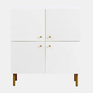 Aparador moderno - MDF com puxadores em liga de zinco e pés em aço, design elegante para a sala de estar, quarto e hall de entrada - Branco